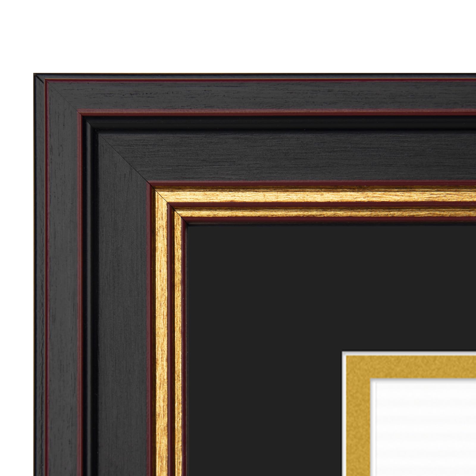 Golden State Art, 11 x 14 Rahmen für 8,5 x 11 Diplom/Zertifikat, schwarz gold & Burgund Farbe. Inklusive Schwarz über Gold Doppel Matte und Echtglas