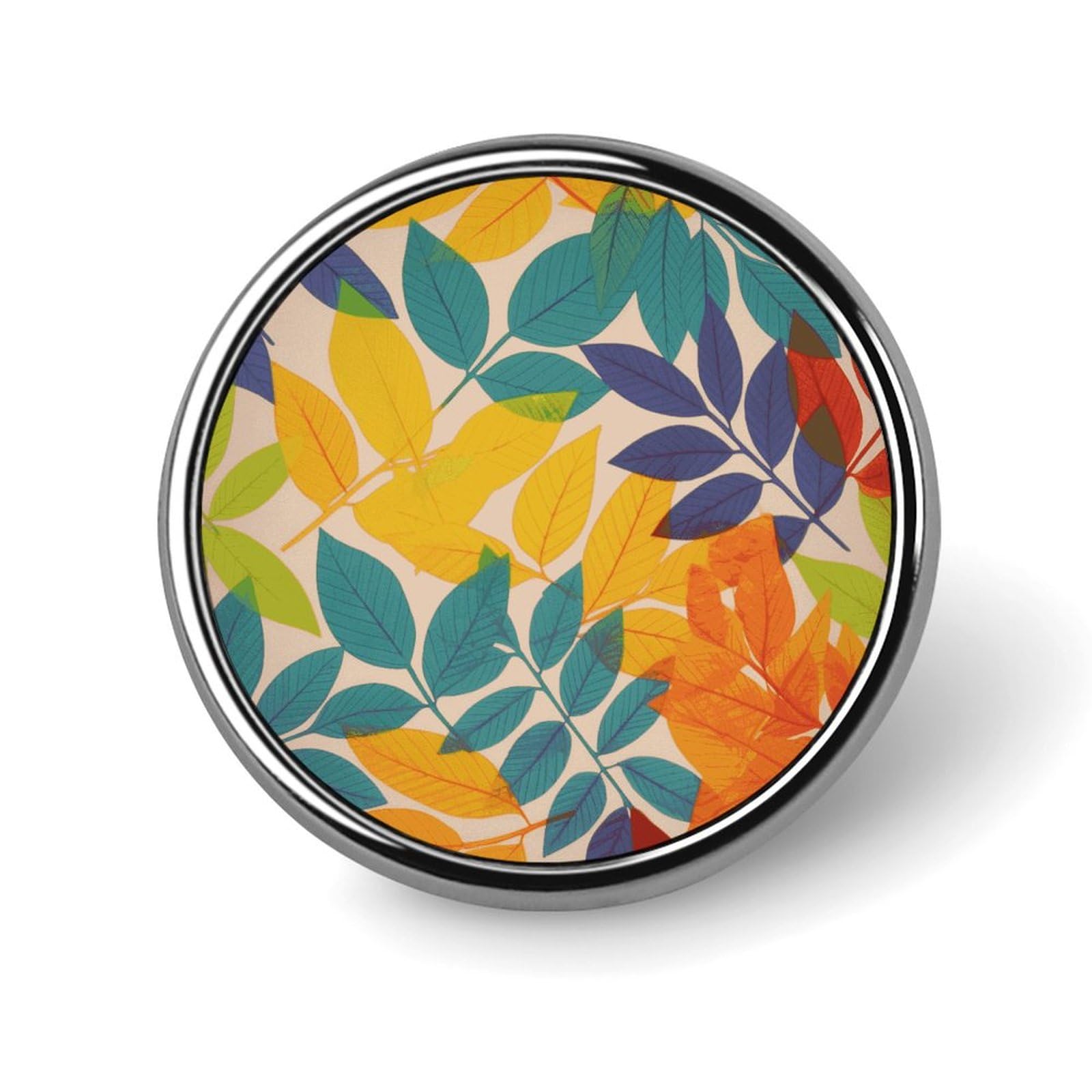 Stylish Multicolor Leaves Printed Round Brooch: Lightweight, Durable, Stylish Wedding Accessory Ideal for Valentine's Day And Women's Day