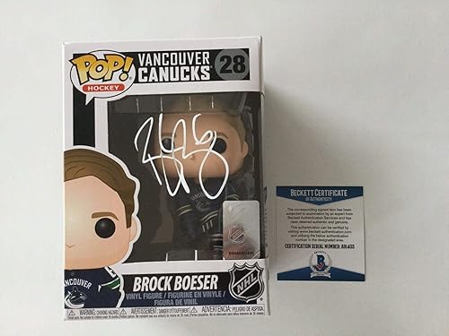Brock Boeser Signed Autographed Vancouver Canucks Funko Pop BECKETT BAS COA a - Autographed NHL Figurines