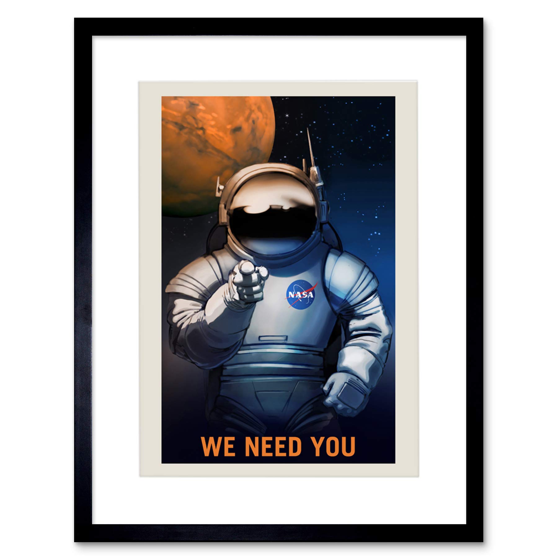 Wee Blue Coo Nasa Poster Space Job Advert We Need You 12X16 '' Framed Art Print F12X11822