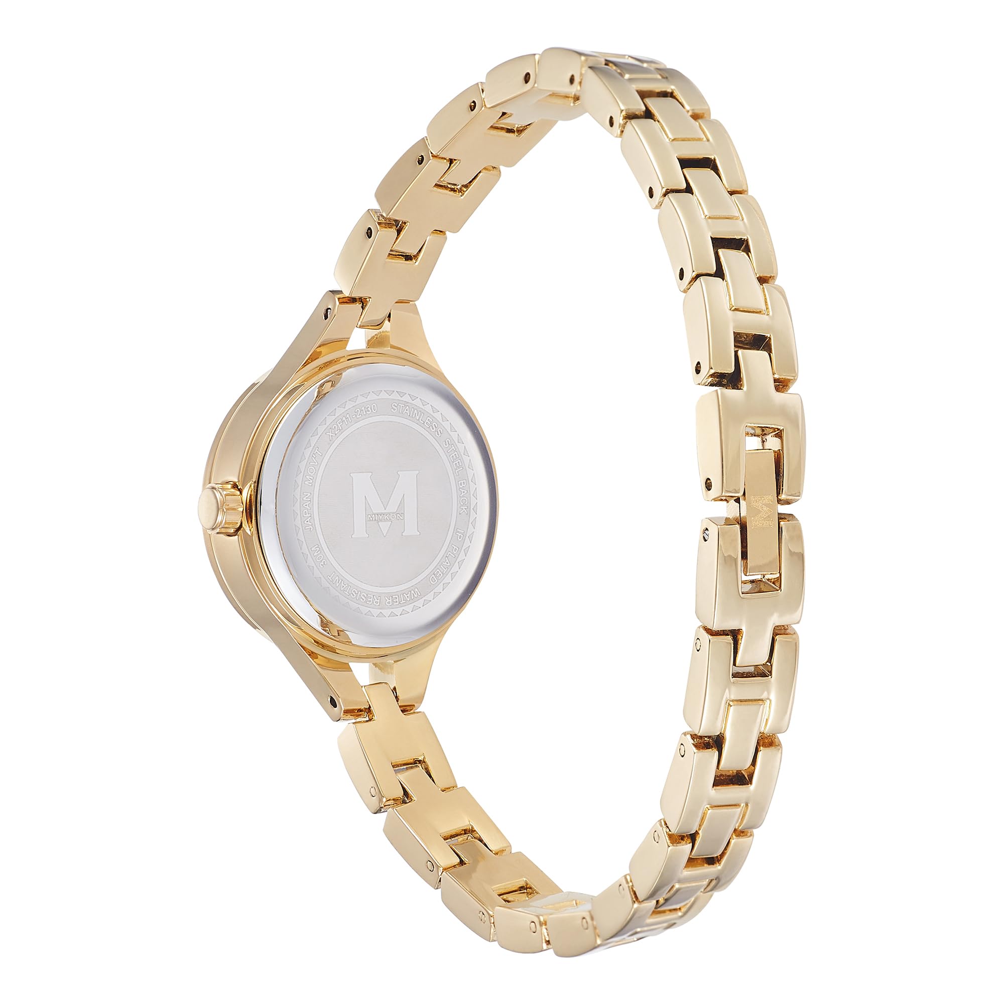 Miykon Relojes de plata y oro para mujer, pequeño y delicado reloj para mujer con cristales auténticos, pulsera de joyería para mujer pulida con iones, vidrio resistente a los arañazos, cuarzo japonés