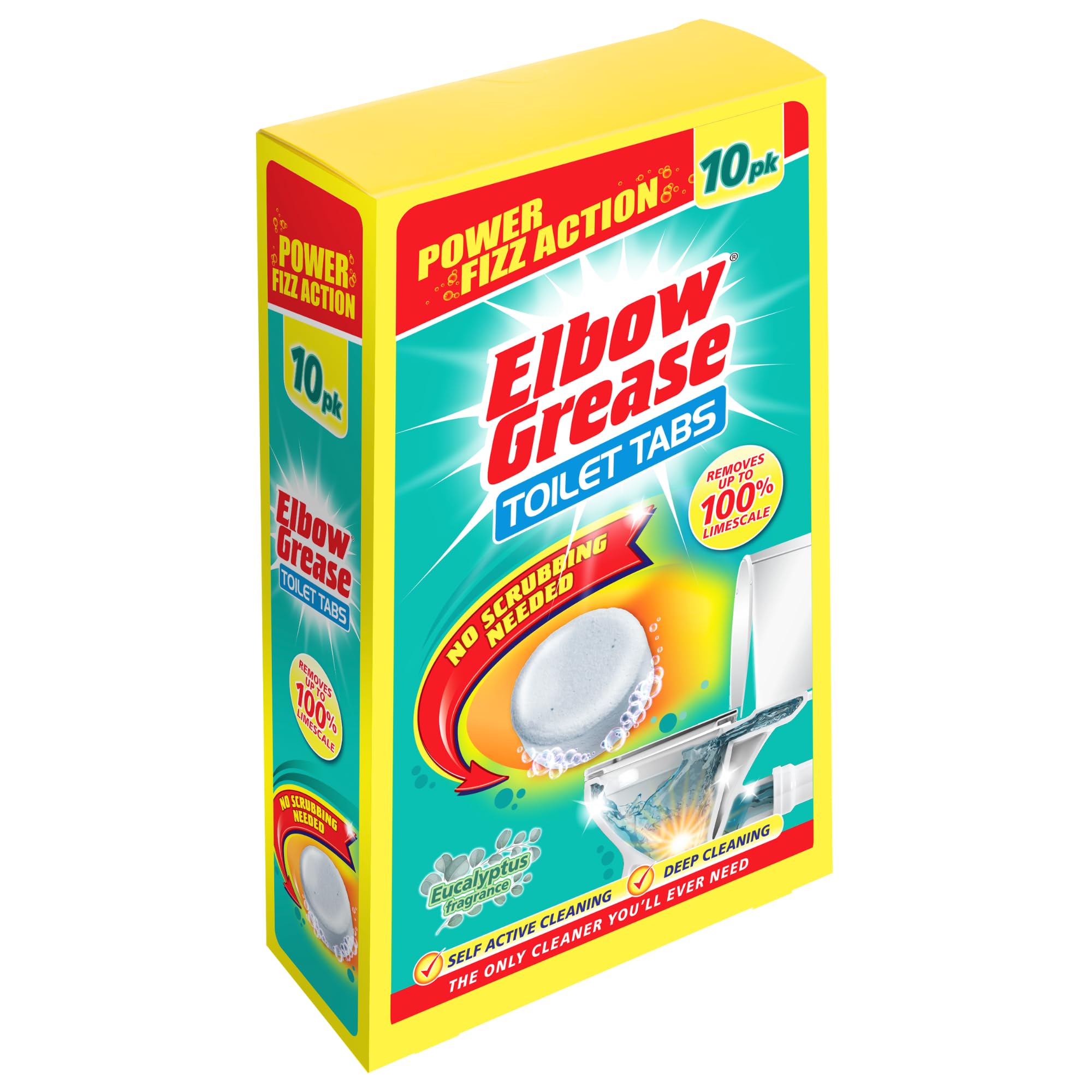 Elbow Grease Toilet Cleaner Tabs - No Scrubbing Needed | Removes Up To 100% Limescale (Eucalyptus - Pack of 10 Tablets)