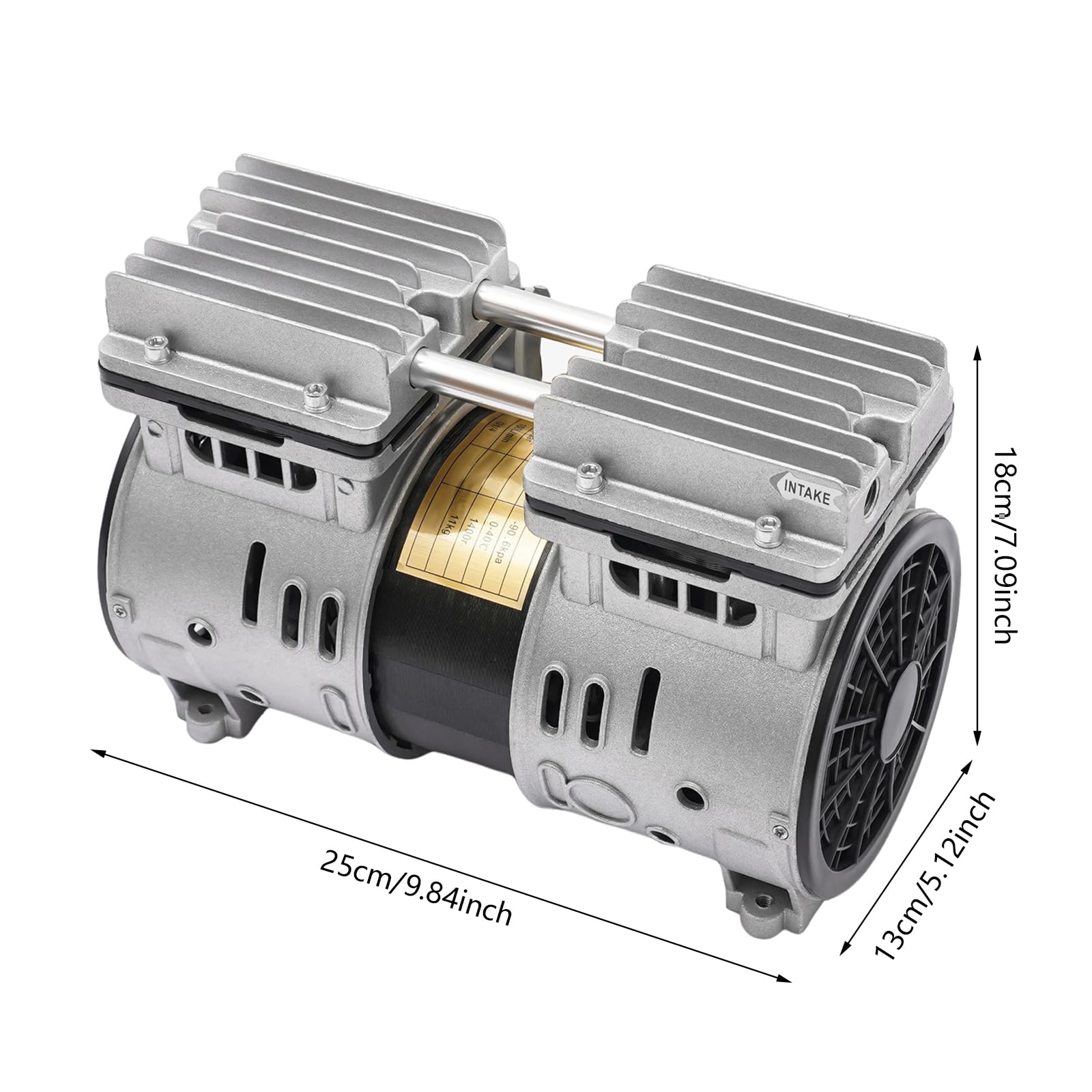 Vacuum Oil-Free Pump Industrial Compressor Oil-Free Piston Pump High Pressure Oil-Free Piston High Flow Vacuum Pump 370W 110V