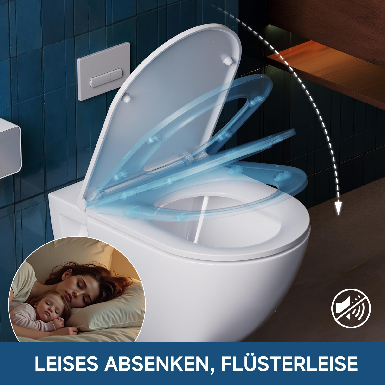 CECIPA Toilettendeckel mit Absenkautomatik D-Form [Kurz] Einfache Montage
