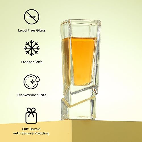 Miniatura 6 de JoyJolt Carre Shot - Juego de 4 vasos cuadrados de base pesada 18 onzas