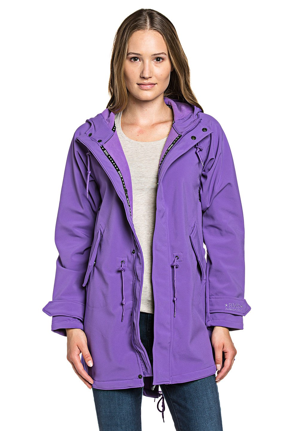 BMS HafenCity Damen Regenmantel, SoftShell | Wasserdichter, leicht atmungsaktiver Damenmantel für Alltag, Reise und Regenwetter