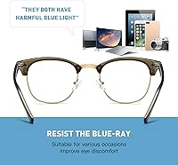 Vista 49 de Lentes Aomaste con bloqueo de luz azul, retro, con semi montura, UV400, lentes transparentes para computadora, unisex