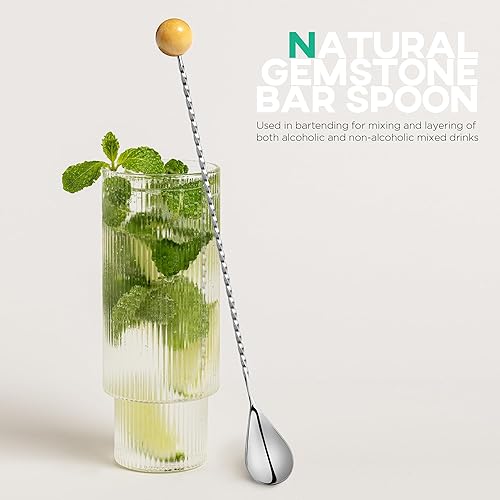 Miniatura 10 de Homestia Cuchara de barra de calavera de acero inoxidable de 12 pulgadas, herramienta de barra plateada para bar barman hombres y mujeres, Acción de