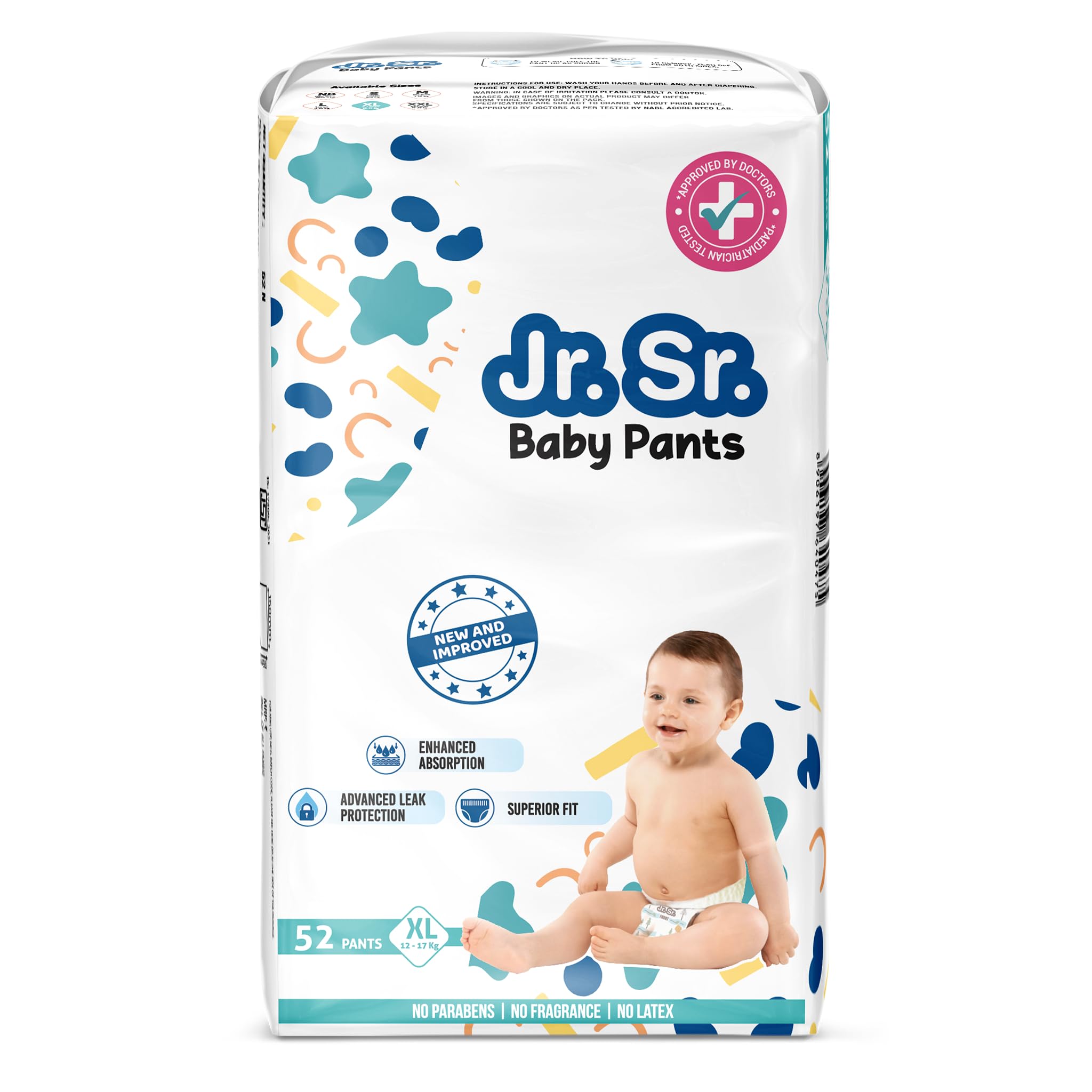 Jr. Sr. Baby Diaper Pants | Extra Large (XL) Size (12-17 kg), 52 Count | Pack of 1 | Upto 12 hr Absorption with Advanced Leak Protection | Safe For Babies Skin | Soft, Secure & Comfy-image-22