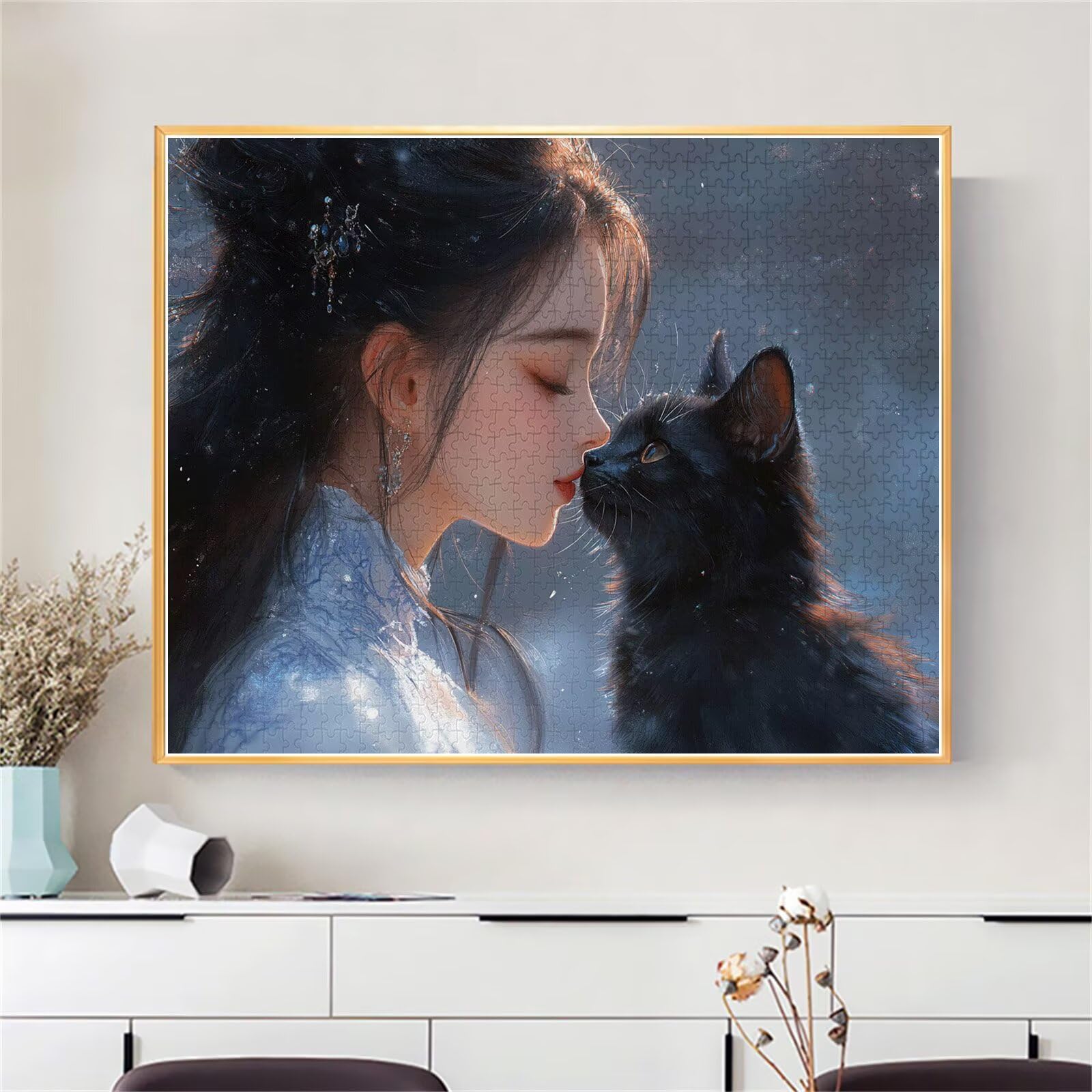 Puzzle Erwachsene 2000 Teile Frau Katze Educa Jigsaw für Kinder ab 8 Jahren Mädchen Jungen, Erwachsene Impossible Klassische Puzzles Schwer, Anspruchsvoll Spielspaß, Als Familienspiel 70x99cm t-828