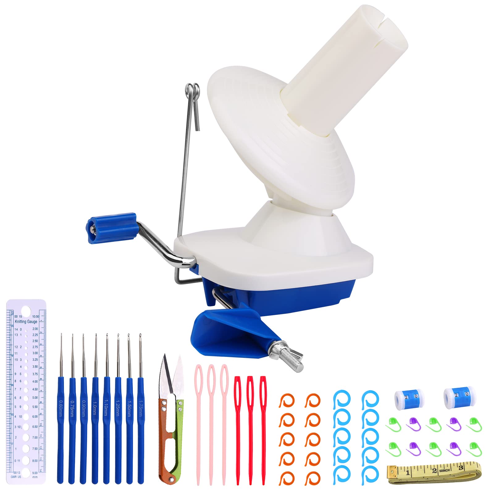 Wamkon Kugelwickler, 50 Stück Wollwickler Garnwickler Strickset, Garnwickler, Wolle Aufwickler Kugel Wolle Wickler Garn Wollwickelmaschinen mit 8 Größe Häkelnadel und Strickzubehör