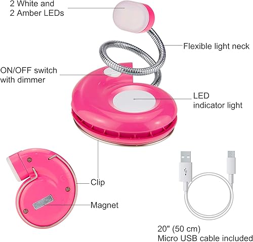 Miniatura 2 de HONGUT Luz de libro, luces de lectura para niños para libros en la cama, luces LED de lectura con clip, luz recargable por USB, luz de libro