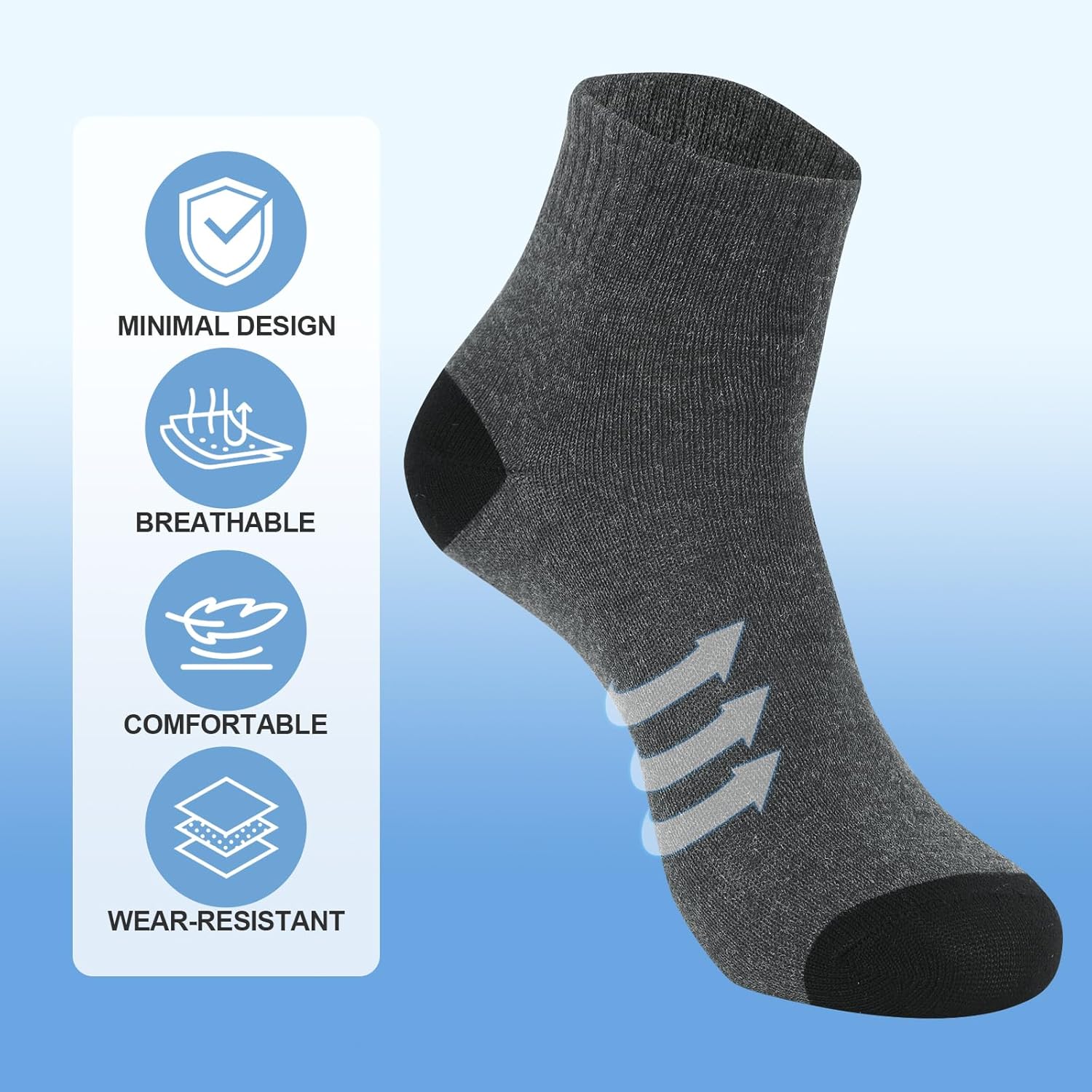 Sophproton 150 Pairs Men's Quarter Socks, Black