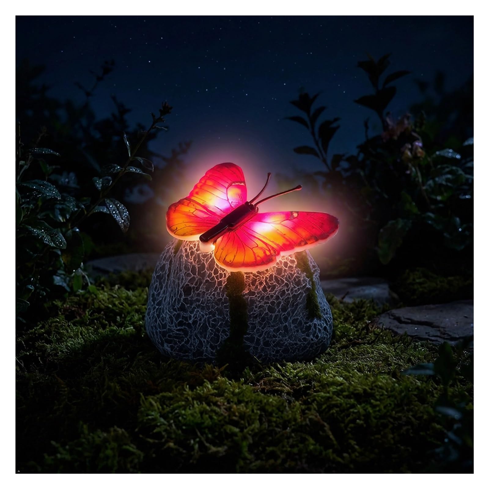 Sasso luminoso solare resina decorazione giardino LED vialetto patio aiuola(Blue)