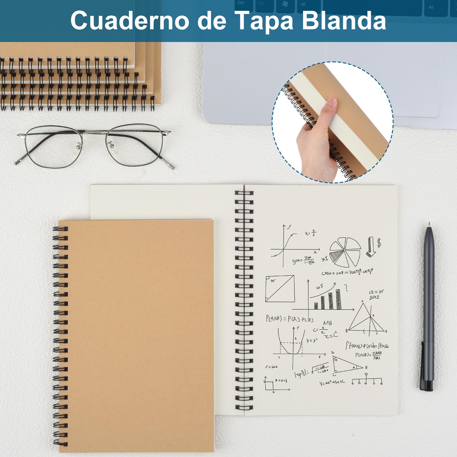 ZCZN Cuaderno A5 Hojas Blancas Libretas 12 Pack Cuaderno Espiral de Diarios con Cubierta de Kraft, 60 hojas/120 Páginas para Viajar Dibujo Escribir