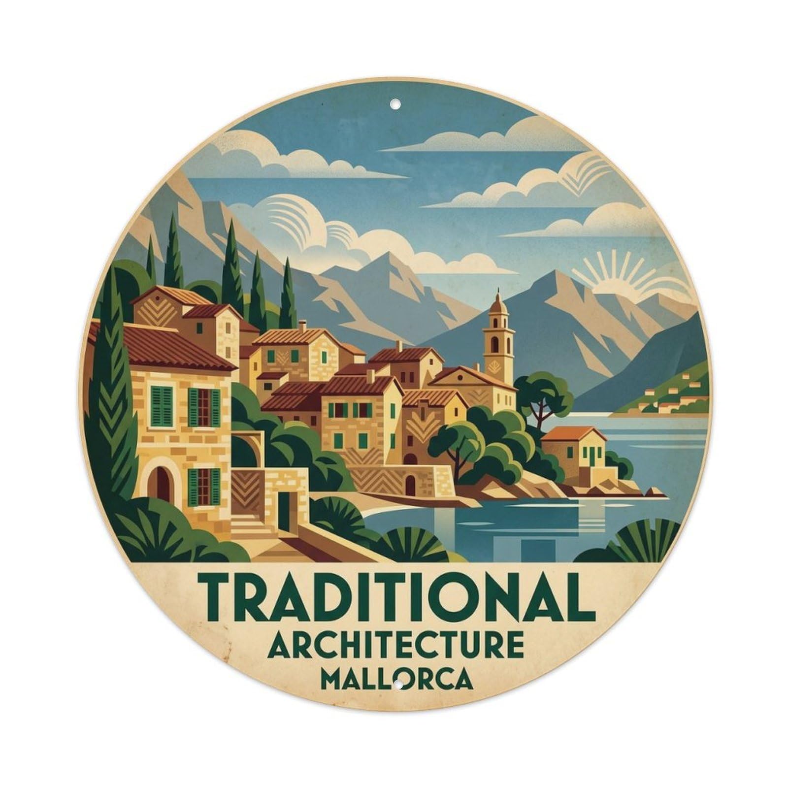 Olhnbad Style Traditional Architecture Mallorca Heritage Metal Tin Sign