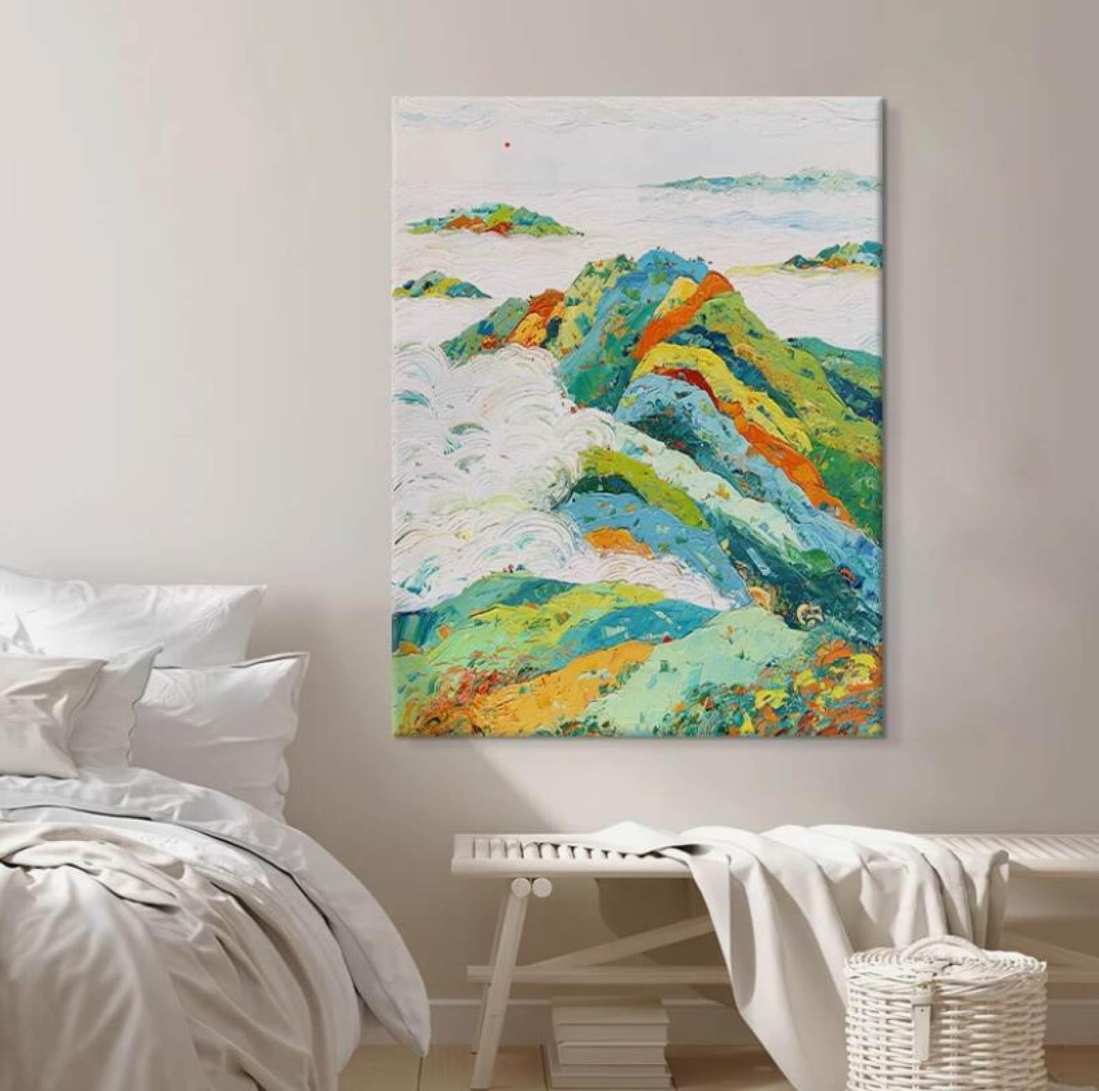 Peintures à l'huile de paysage pour bureau à domicile, décoration murale en toile colorée
