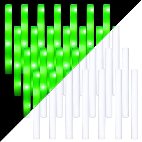 Cunno 50 varillas de espuma LED con 3 modos de iluminación que brillan en la oscuridad, varitas de espuma de 16 pulgadas de largo para bodas,