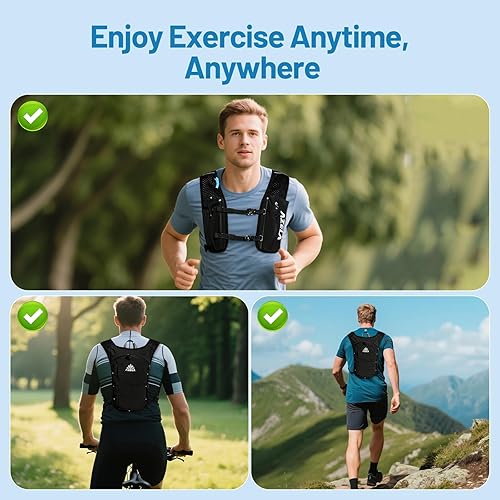 Miniatura 8 de Mochila de hidratación para correr, chaleco para correr con bolsa de agua de 2 litros, mochila de hidratación ligera para senderismo, senderismo,