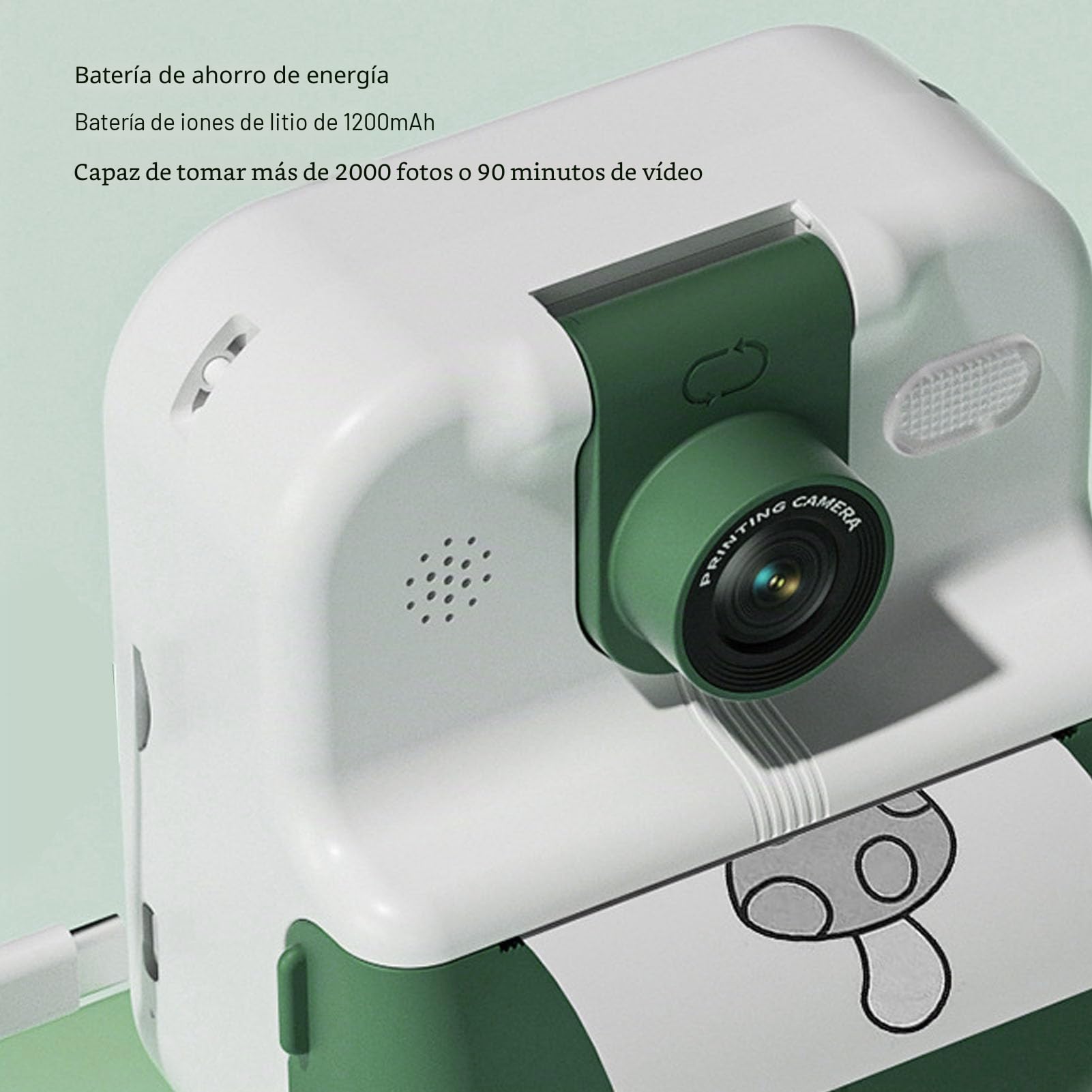 Cámara de Impresión Instantánea, Cámaras Digitales Fotográficas de Impresión Instantánea HD de 48 MP, Cámara Instantánea Selfie con Pantalla IPS de 2,4 Pulgadas con Lente (Verde