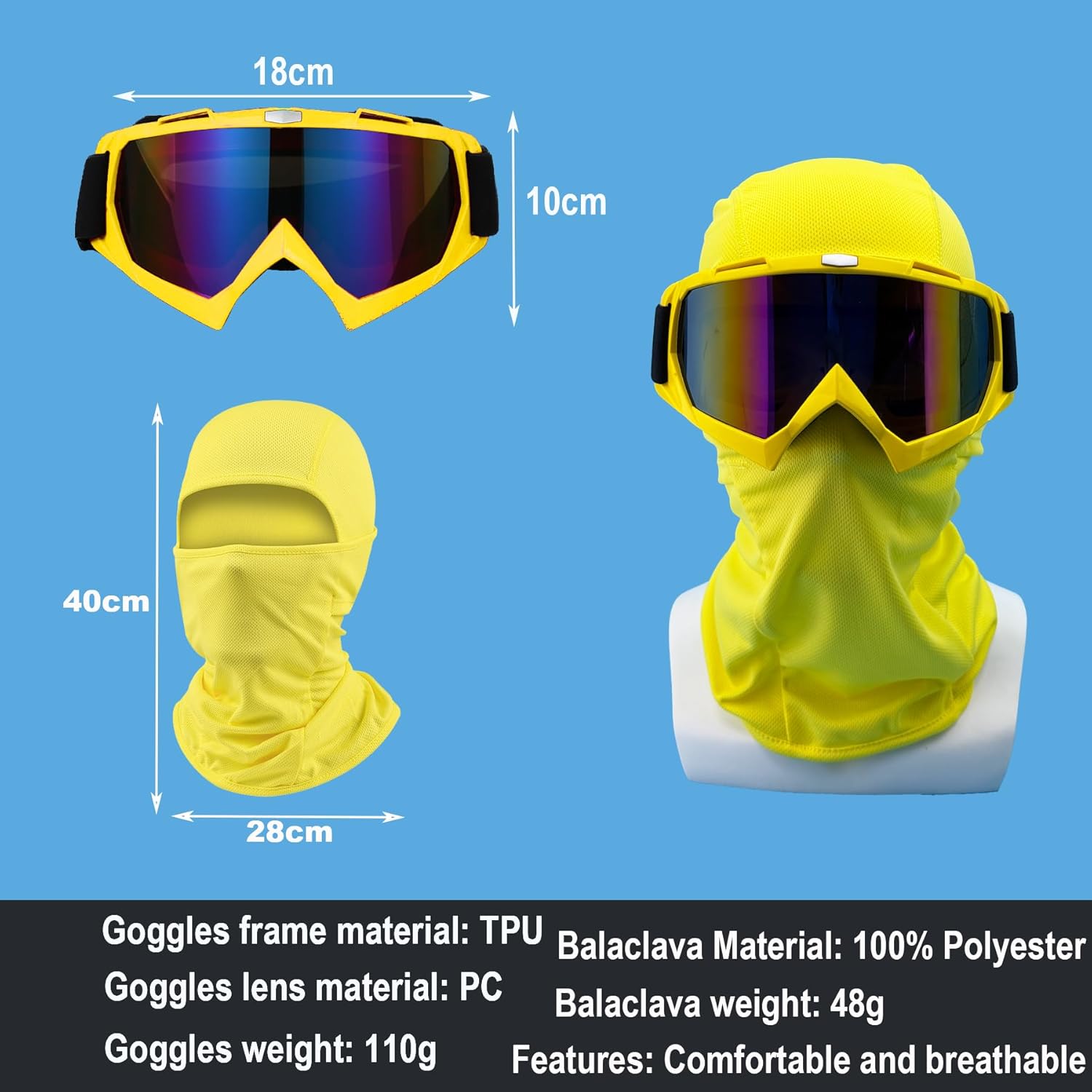 Dirt Bike Goggles ATV Off-Road Riding Motorcycle Motocross Glasses with Sun UV Protection Balaclava Full Face Cover - Image 2