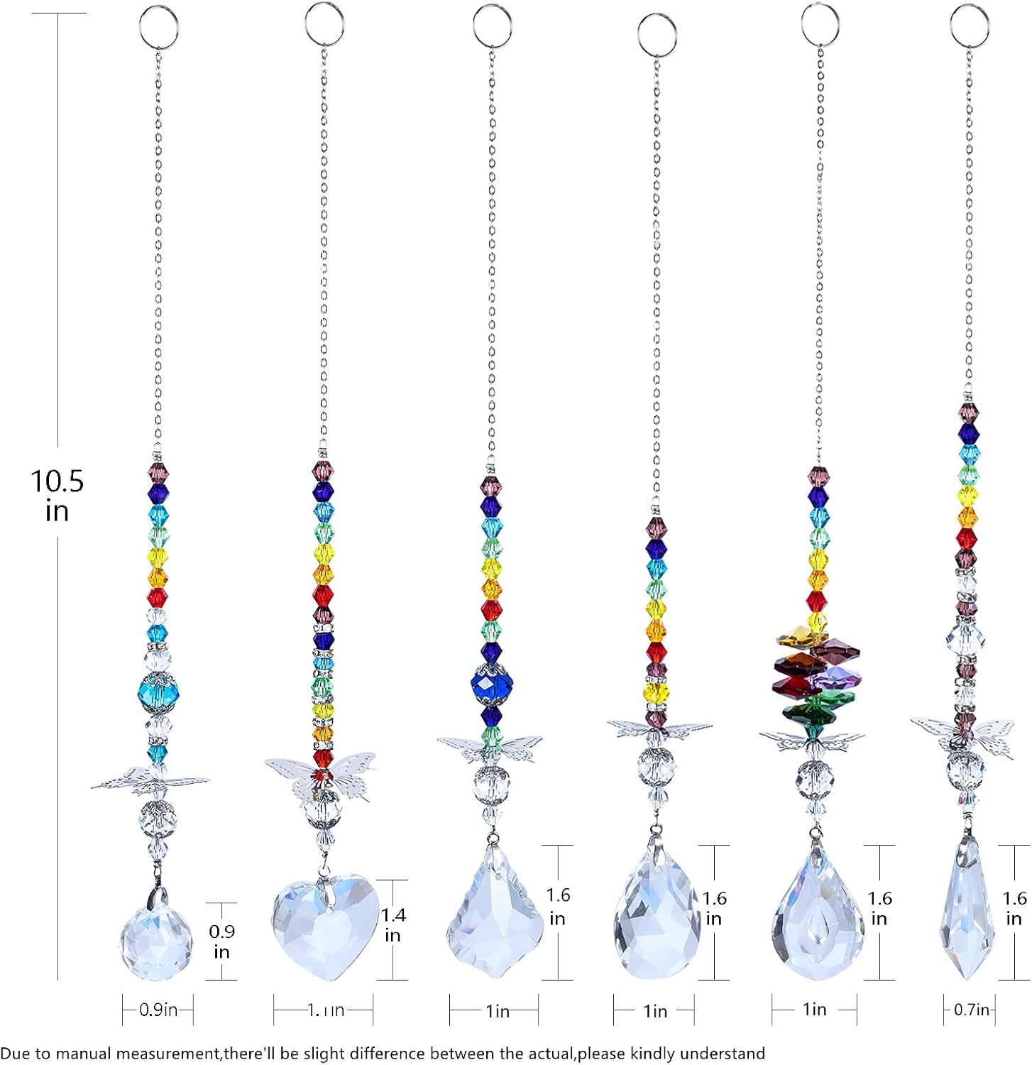Crystals Ball Prisms Sun Catcher for Window Rainbow Maker with Butterfly Hanging Ornament for Home,Office,Garden Decoration, Pack of 6 : Patio, Lawn & Garden