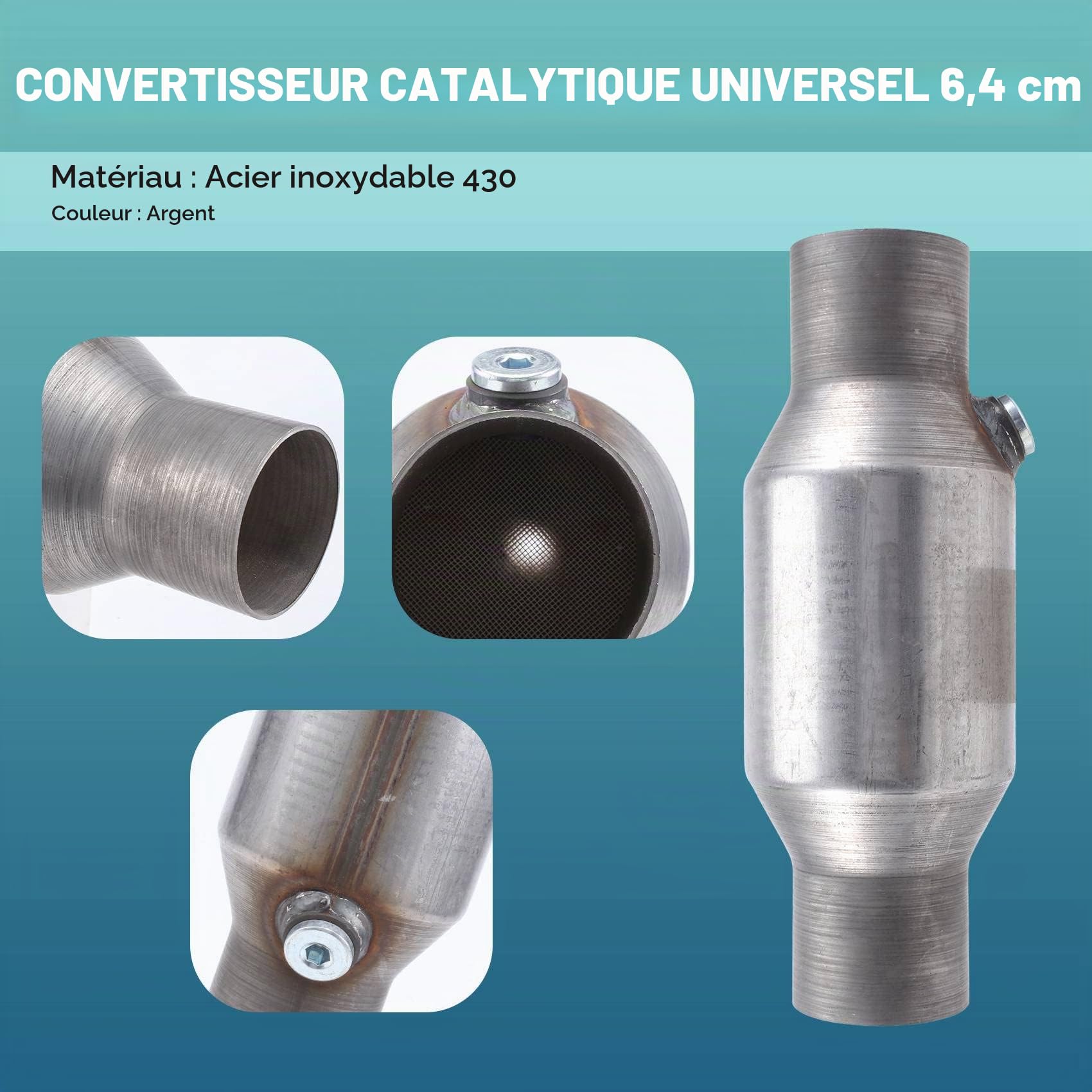 1 PièCes SéRies 2.5 Pouces Filé Convertisseur Catalytique Universel Haut DéBit en Acier Inoxydable 425250 Convertisseur Catalytique D'éChappement