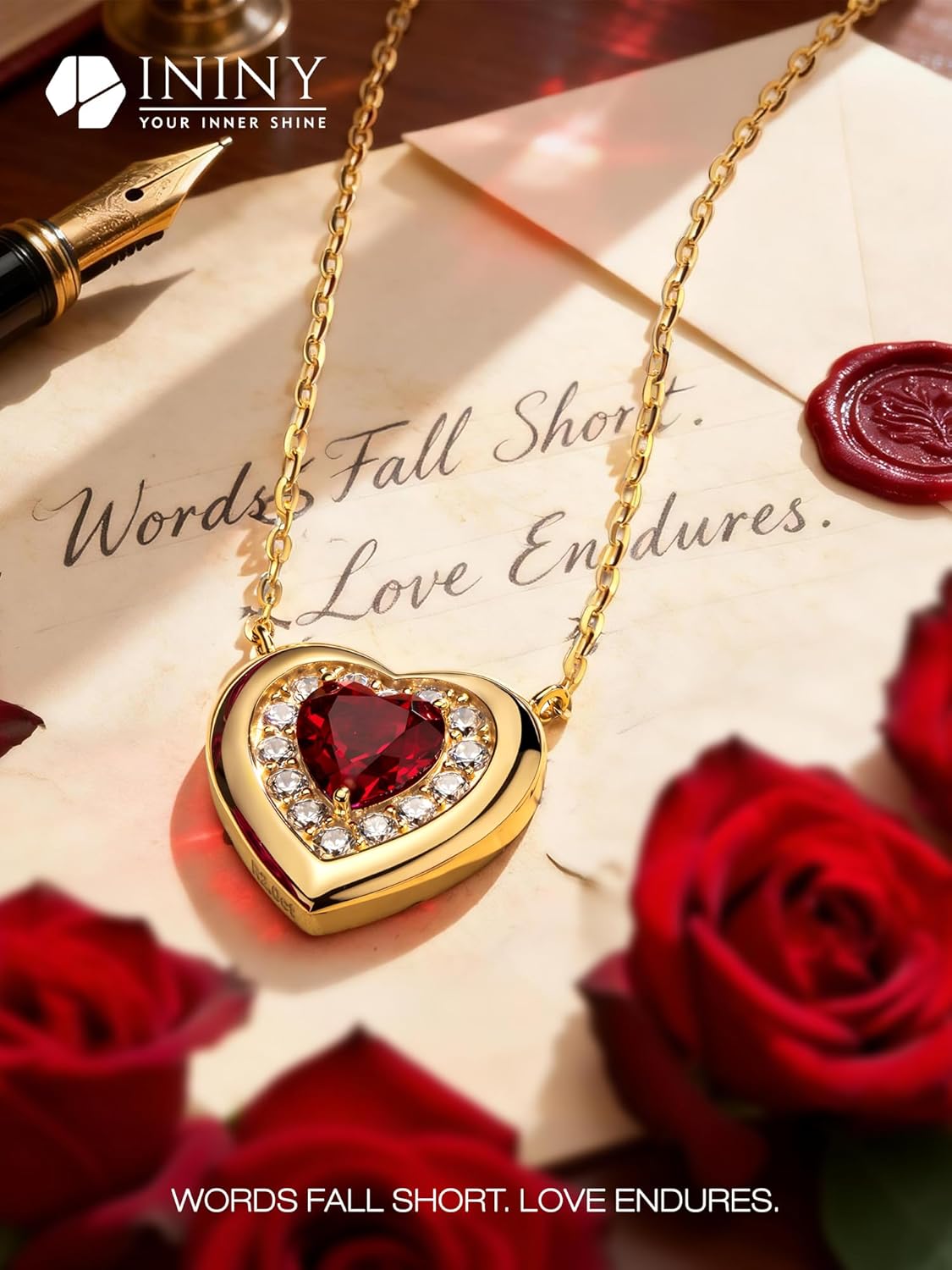 Certified 2CT Lab Grown Pigeon Blood Ruby Heart Necklace, 14K Champagne Gold Plated Sterling Silver Chain, Vintage Style Halo Pendant, Conflict-Free July Birthstone Gift for Women, Anniversary, Mother's Day, Box & Certificate Included - Image 5