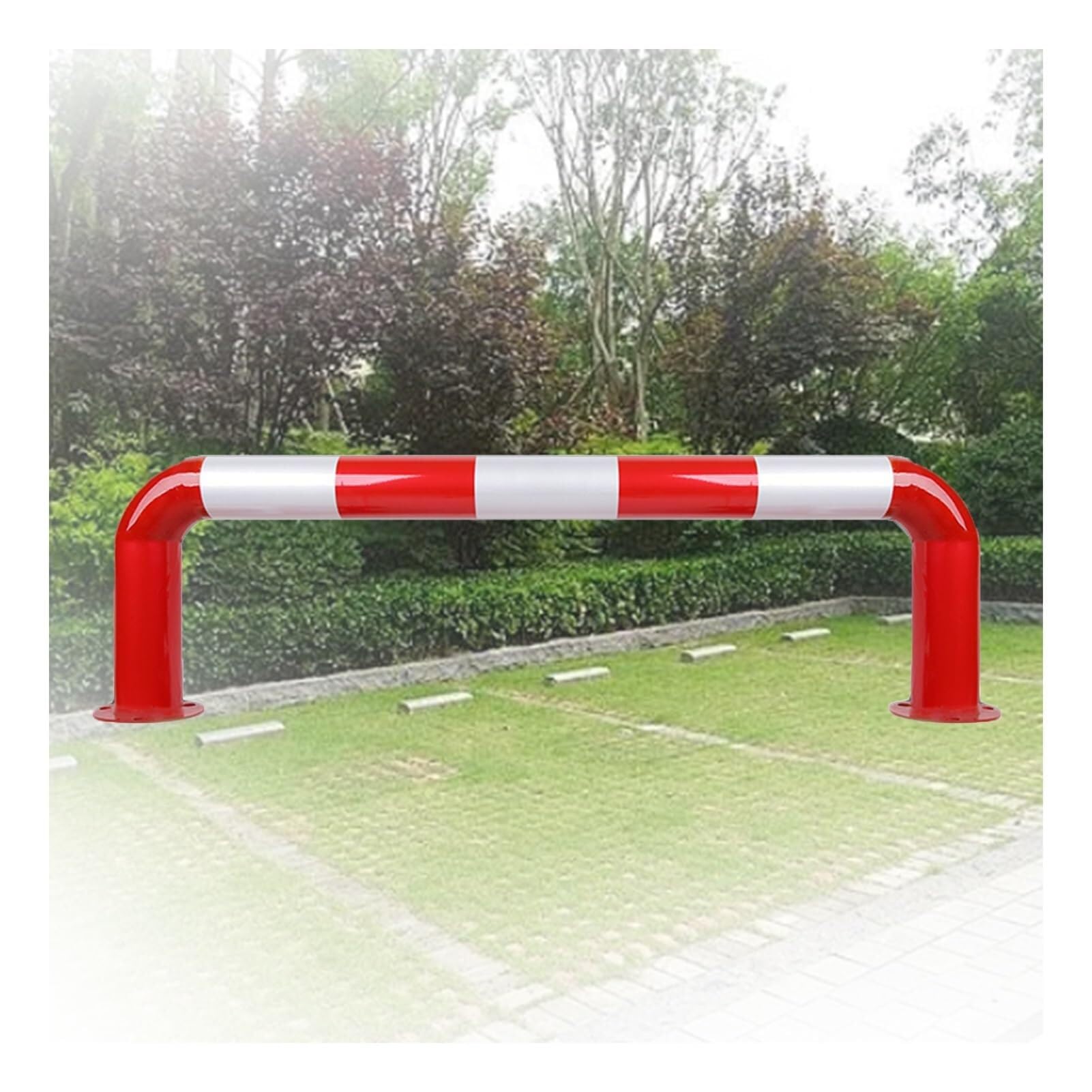 GTHTUHFD U Shape Security Bollards, Red & White Parking Space Blocker, Car Protection Post For Driveway, Garage, Warehouse,150X30Cm,120x30cm