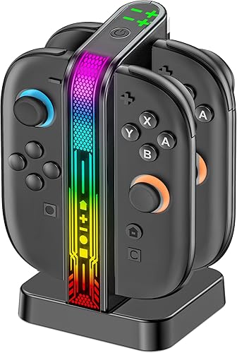 Switch 2 Controller Charger Dock para Nintendo Switch 2 JoyCon, estación de carga magnética rápida de 2.5 horas con LED RGB e indicador, Joy-Con 2