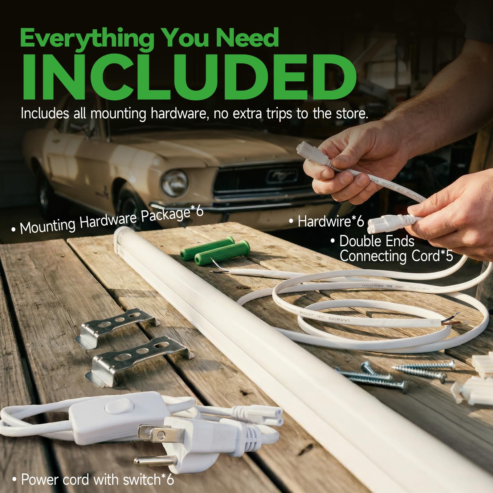 6 Pack Dimmable 4FT Led Shop Lights 30W 4500LM 3000-6500K Tunable T8 Led Commercial Bay Light High Output — view 6