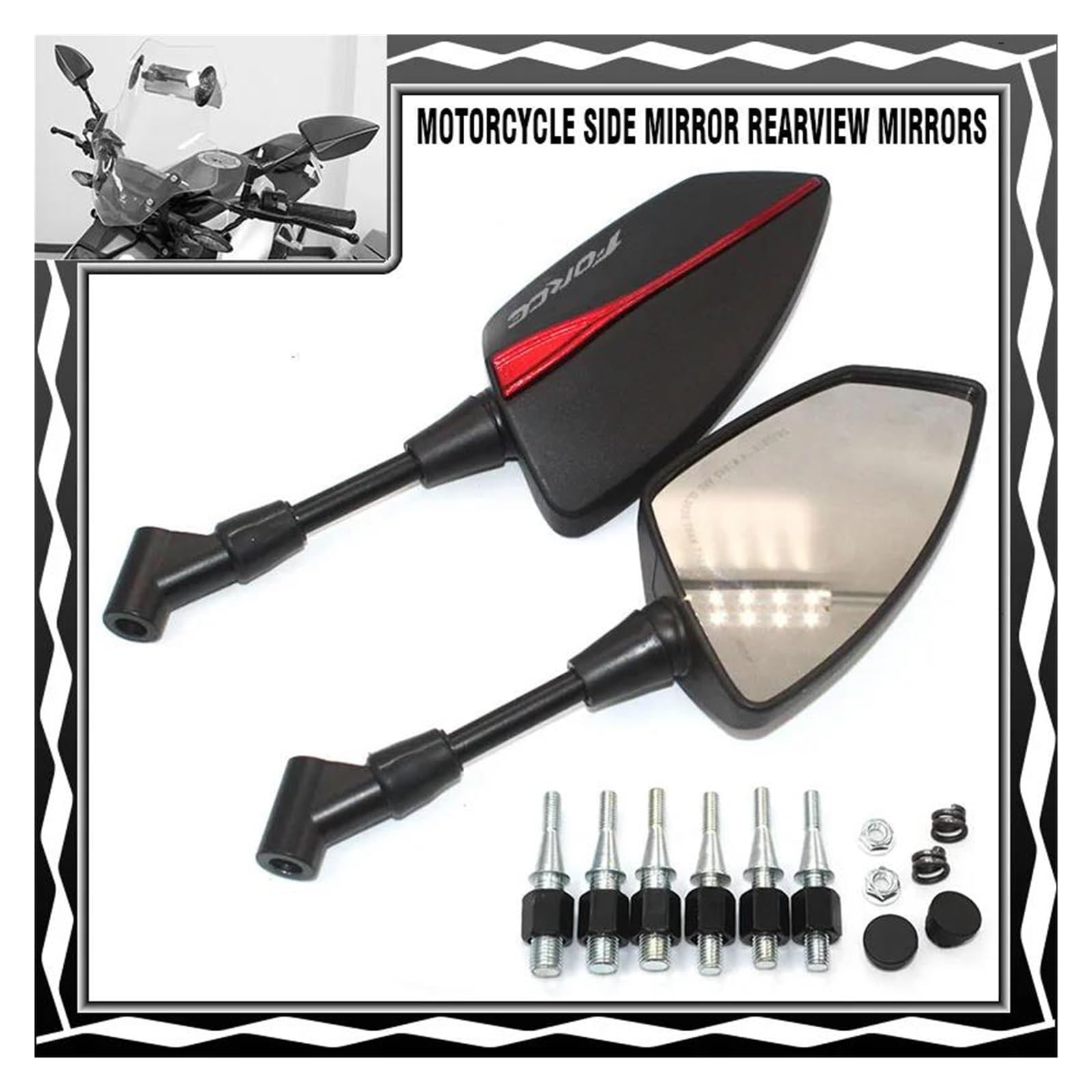 Rétroviseurs Latéraux Moto Pour Yamaha FORCE155 Force 155(Black)