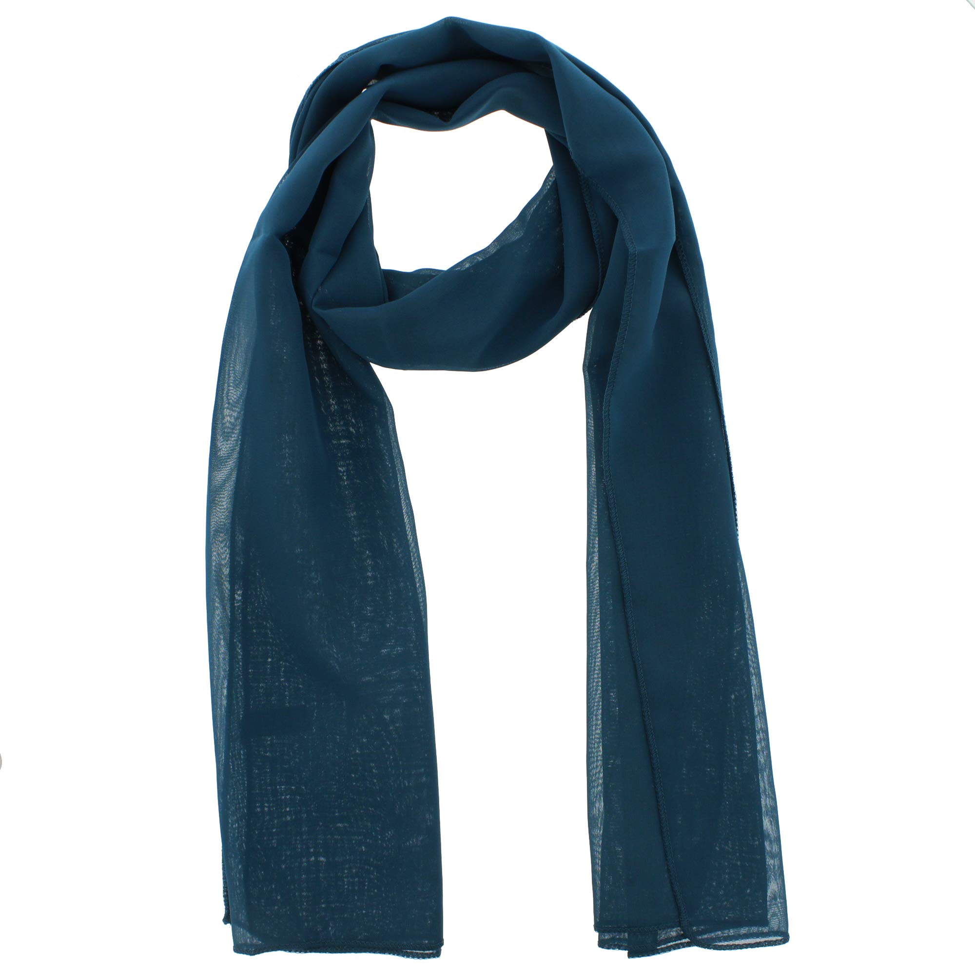 Zac's Alter Ego Women's Dark Teal Chiffon Scarf Plain Neck Scarf Soft Headwrap Girls Headscarf Sheer Wrap Scarves & Wraps - 150X45cm