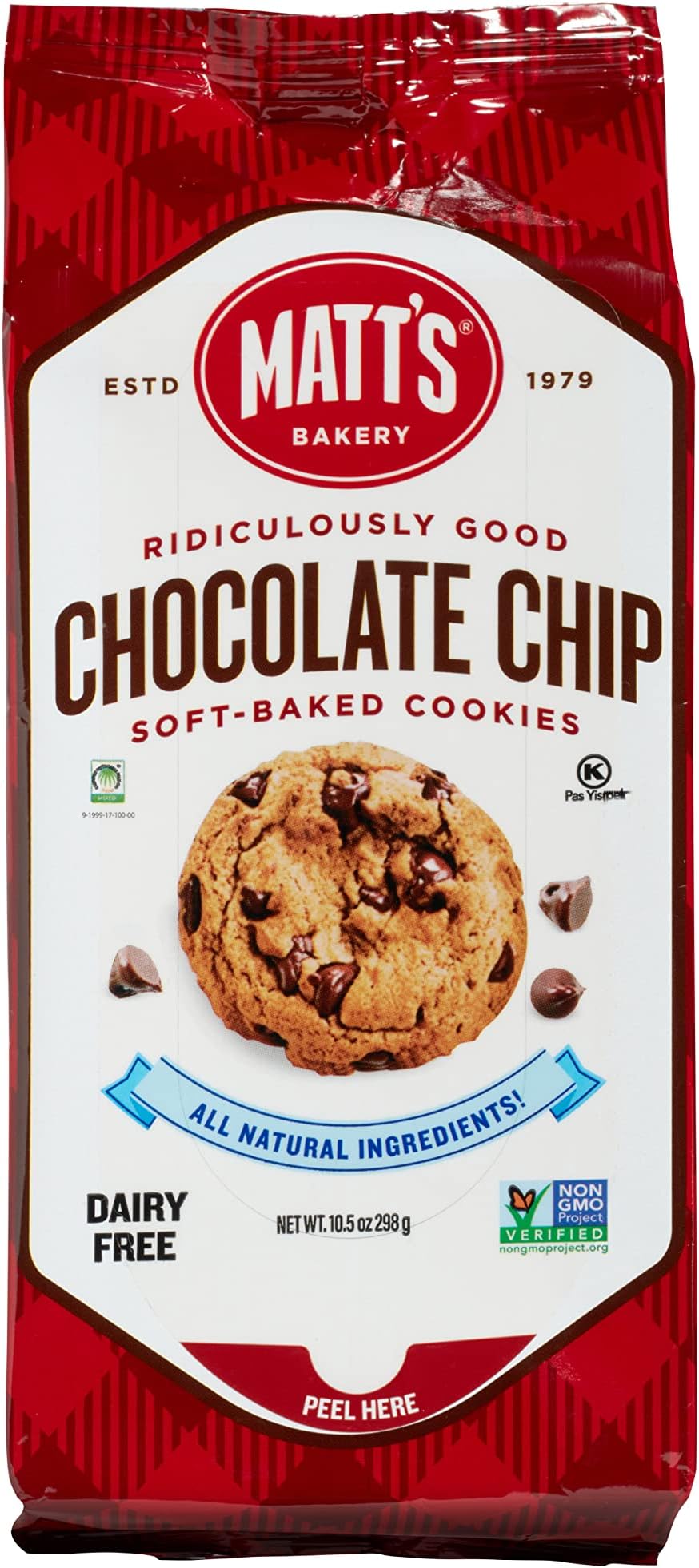 Matt's Bakery | Chocolate Chip Cookies | Soft-Baked, Non-GMO, All-Natural Ingredients; Single Pack of Cookies (10.5oz)