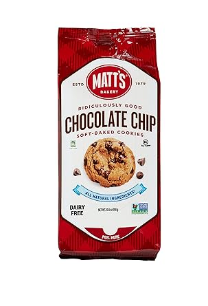 Matts Bakery | Chocolate Chip Cookies | Soft-Baked, Non-GMO, All-Natural Ingredients; Single Pack of Cookies 10.5oz