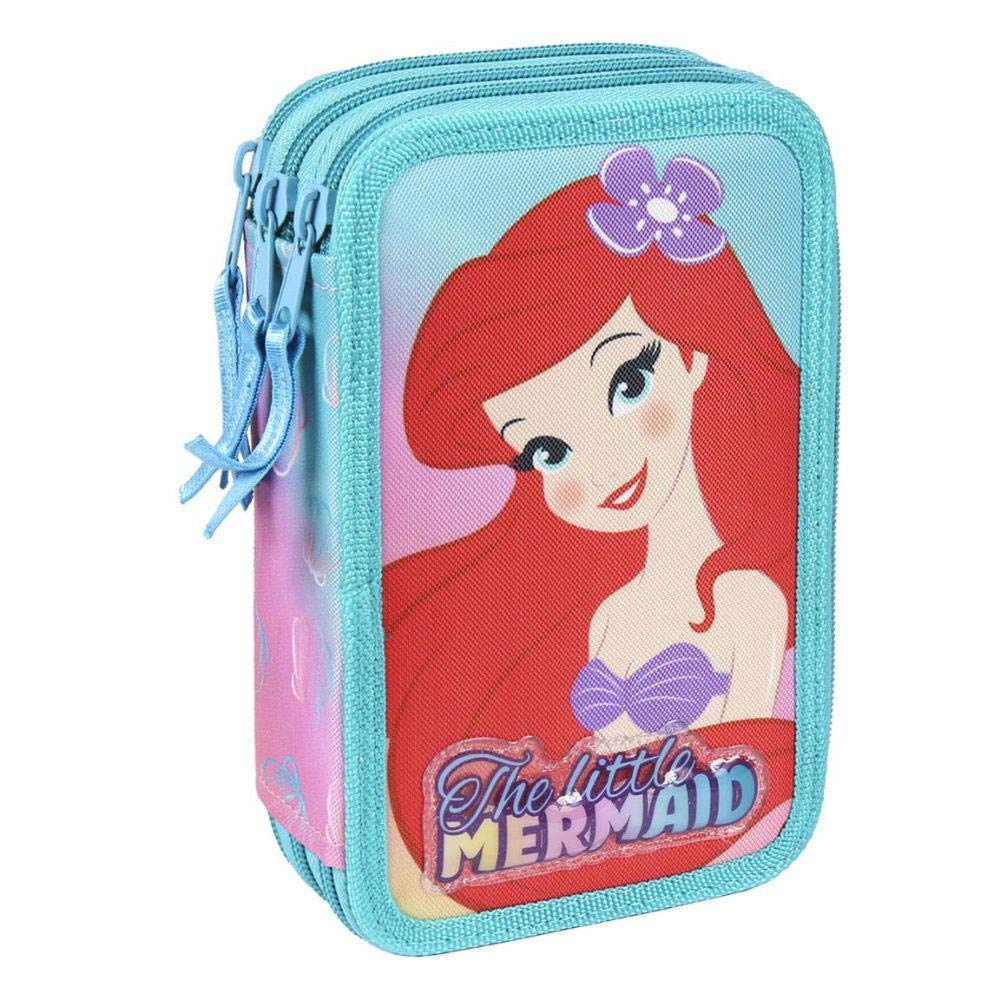 Artesania Cerda Plumier Triple Giotto Premium Princess La Sirenita Pack Pocket, 19 cm, Turquoise (Turquesa)