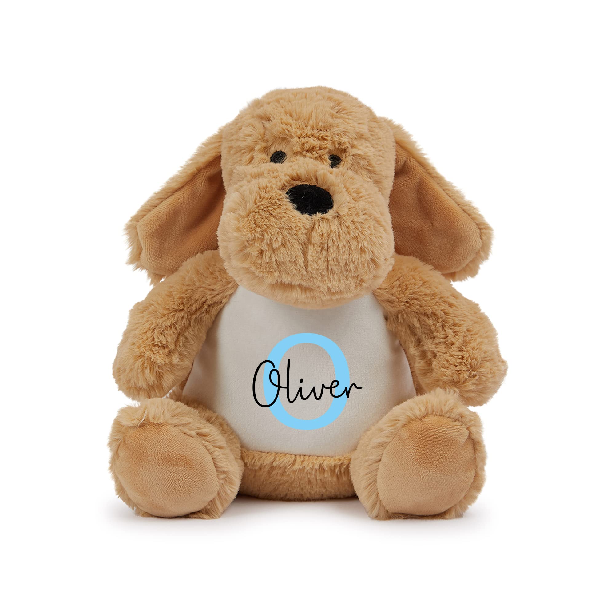 Chicken Craft Personalised Brown Dog Plush Soft Toy - Name And Initial Keepsake Gift