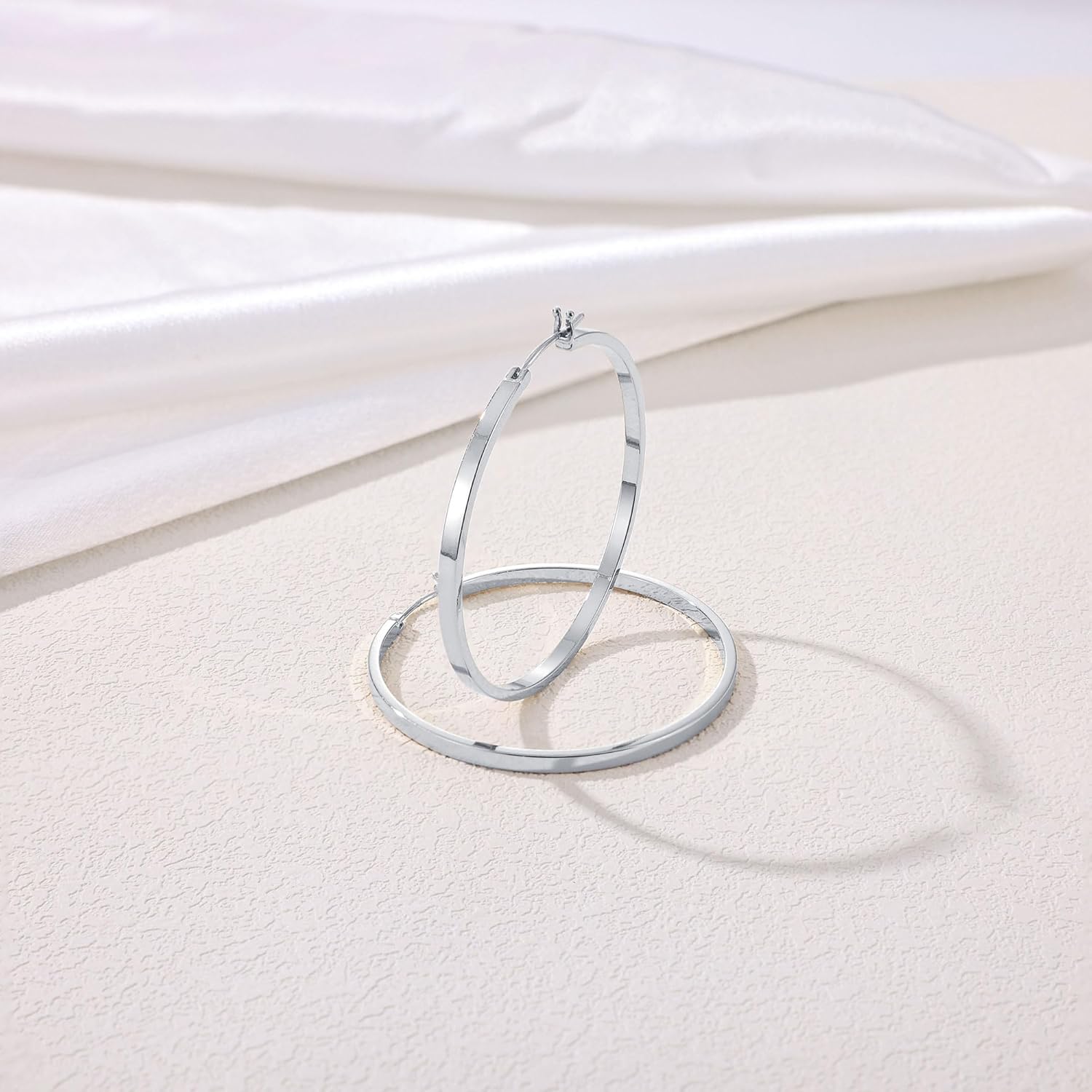 Gacimy Flatted Hoop Earrings for Women 14K Gold Plated with 925 Sterling Silver Post - Image 4