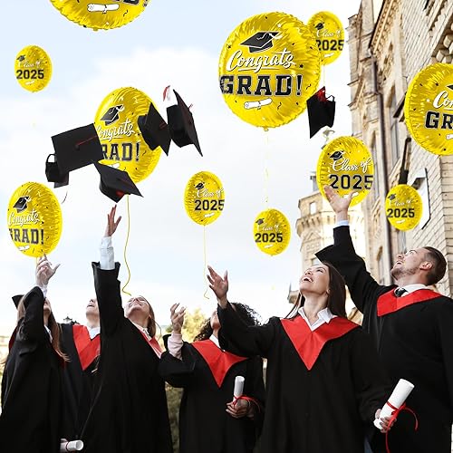 Miniatura 5 de Decoraciones de fiesta de graduación globos de graduación de felicitaciones para suministros de fiesta de graduación 2023 12 globos dorados de clase