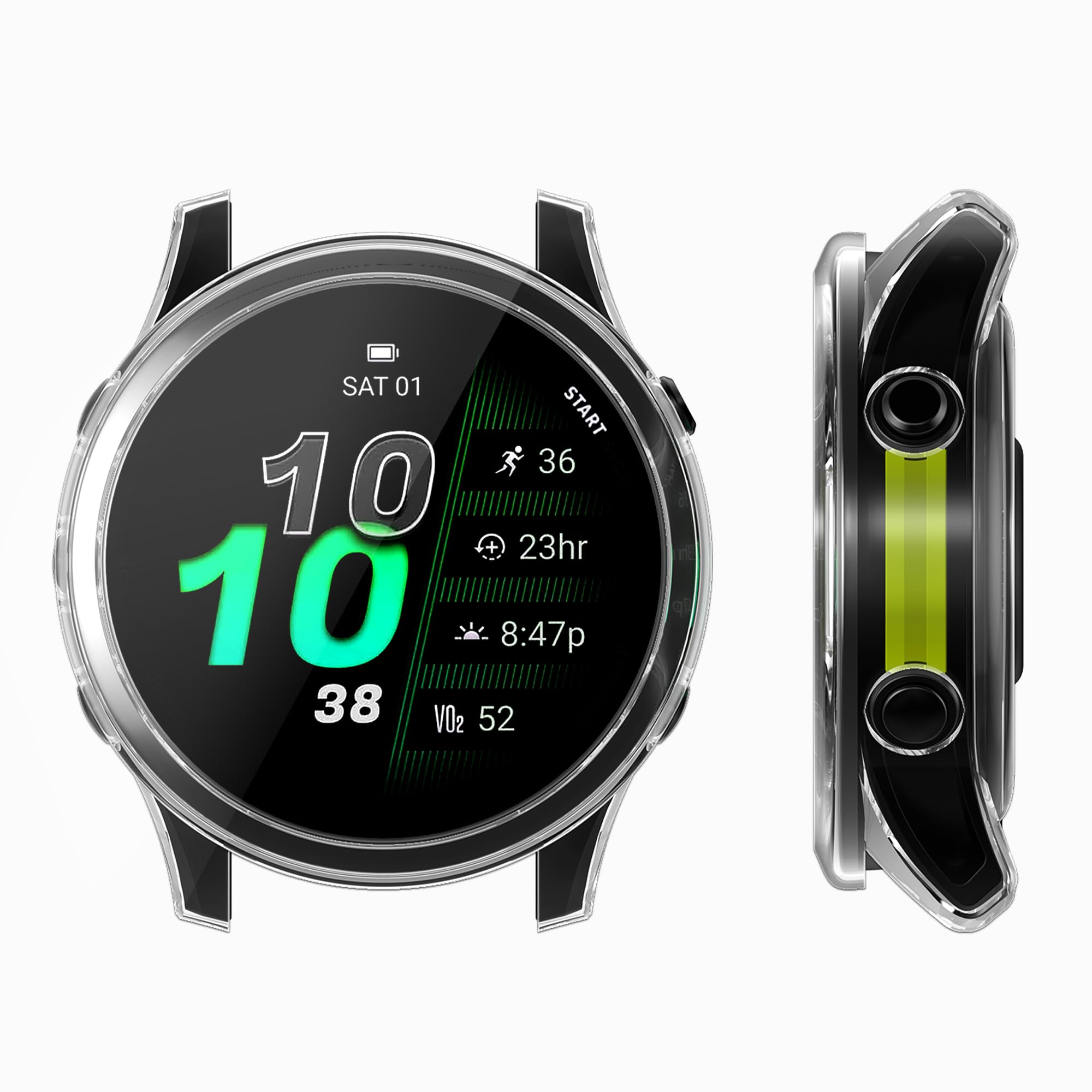 kwmobile Pokrowiec ramki kompatybilny z Garmin Forerunner 970 47mm Pokrywa (2-Pack) - Przezroczysty etui silikonowy - Czarny/Przezroczysty