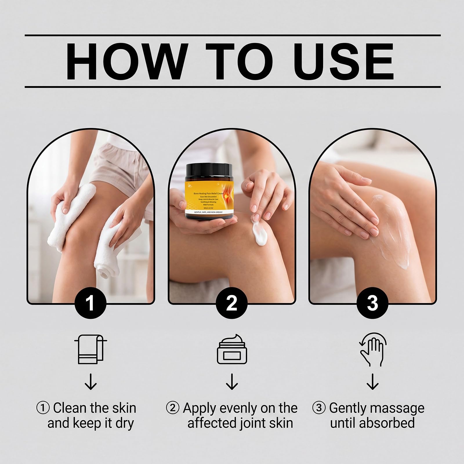 Crema de masaje corporal con veneno de abeja y condroitina para espalda, rodillas, manos, cuello y pies，(3pcs)