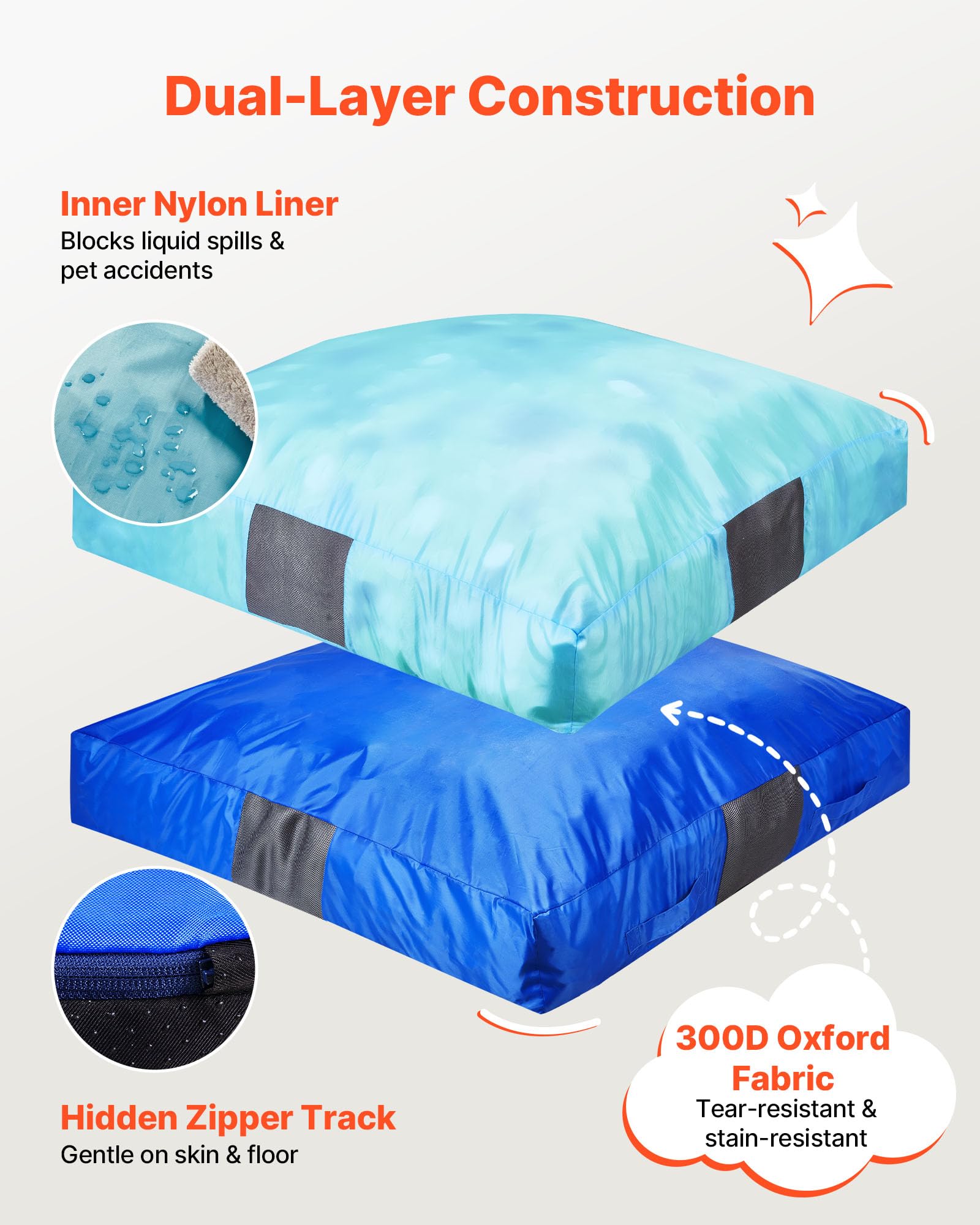 VEVOR Crashpad 150 x 150 cm, Kindermatte mit Schaumstoffblöcken & Waschbarem Bezug, Weiche Schaumstoff-Landezone, Fallschutzmatte, Ausstattung für Sinnesräume zum Springen Entspannen Spielen Blau