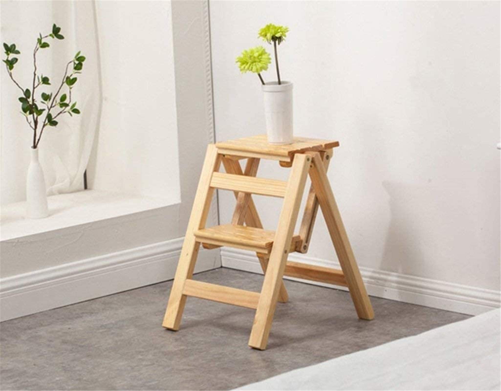 Escabeau pliable en bois massif et tabouret portable