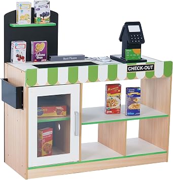Teamson Kids Teamson Kids - Supermarché et Caisse en Bois avec Tapis Roulant