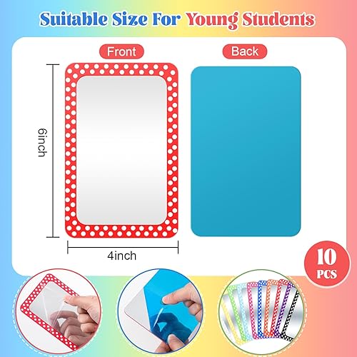 Miniatura 8 de Dandat 10 espejos pequeños para manualidades, preescolar, a prueba de roturas, espejo de plástico para niños, de 6 x 4 pulgadas, esquinas redondas,