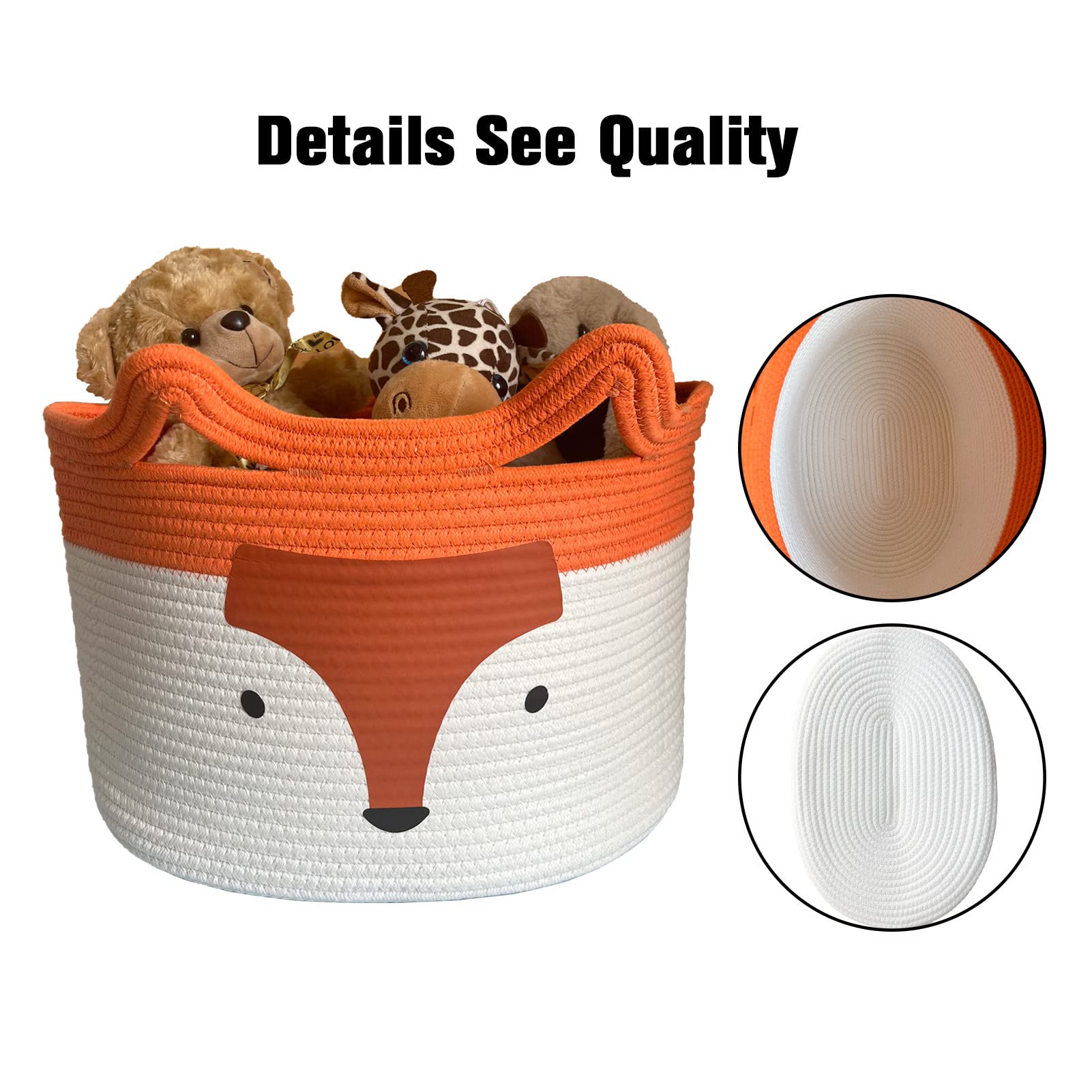 Paniers De Rangement BéBé, Coton Panier A Linge, Rangement Jouet Enfant, Joli Panier à Linge Pour Enfants Et BéBéS, Panier De Rangement Pour Jouets Renard (40 cm × 28 cm)