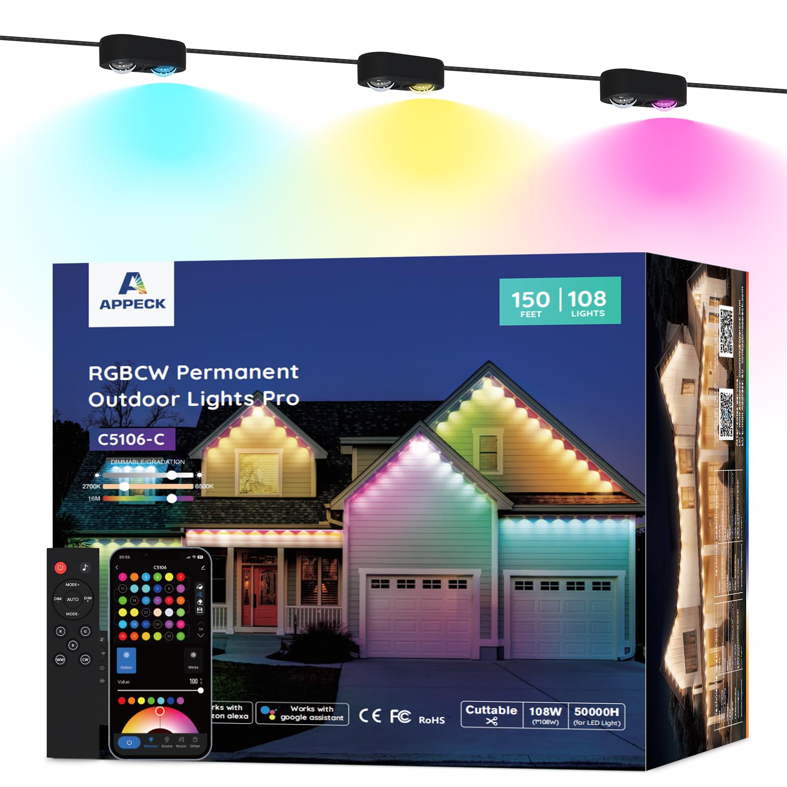 APPECK Permanent Outdoor Lights Pro 150ft
