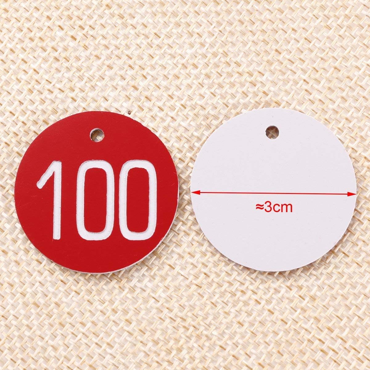 Sourcemall Plastic ID Number Tags Key Tags with Key Rings (101-200, Red) - Image 4