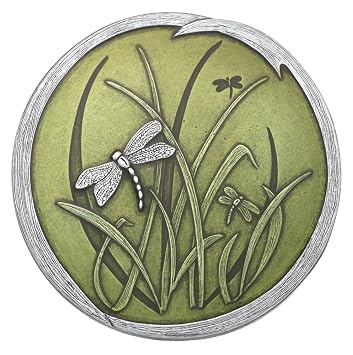 DANFORTH Pewter Dragonfly Purse Mirror Vintage Pewter & Green Hand-Held Mirror for Women Handmade Nature Gift Accessories, Made in USA 3 inches