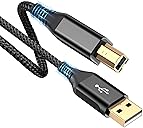 sweguard Printer Cable 10ft, USB-A to USB-B Cable, High Speed Nylon Braided Scanner Printer Cord for HP Canon Dell Epson Brother Lexmark Xerox Samsung Piano DAC & More-Black